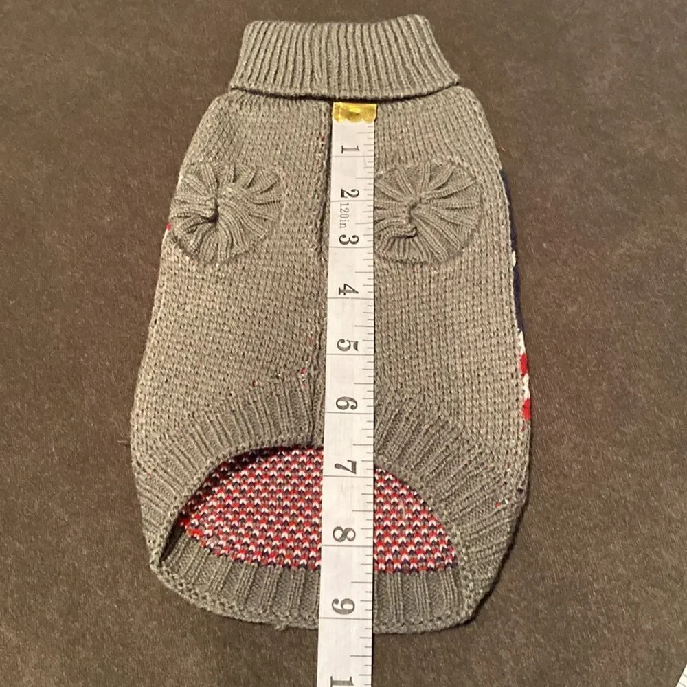 Dog Sweater Coat Cute American Flag Design Cable Knit Turtleneck Size M NWT